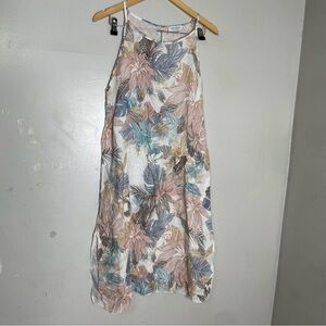 Lungo L’Arno Linen Tropical‎ Slip Dress Made In Italy Pockets Size Medium